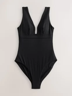 Black Plunge Shaping Tummy Control Swimsuit