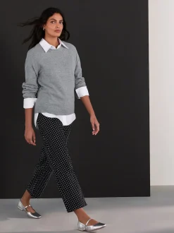 Black Polka Dot Straight Leg Jeans