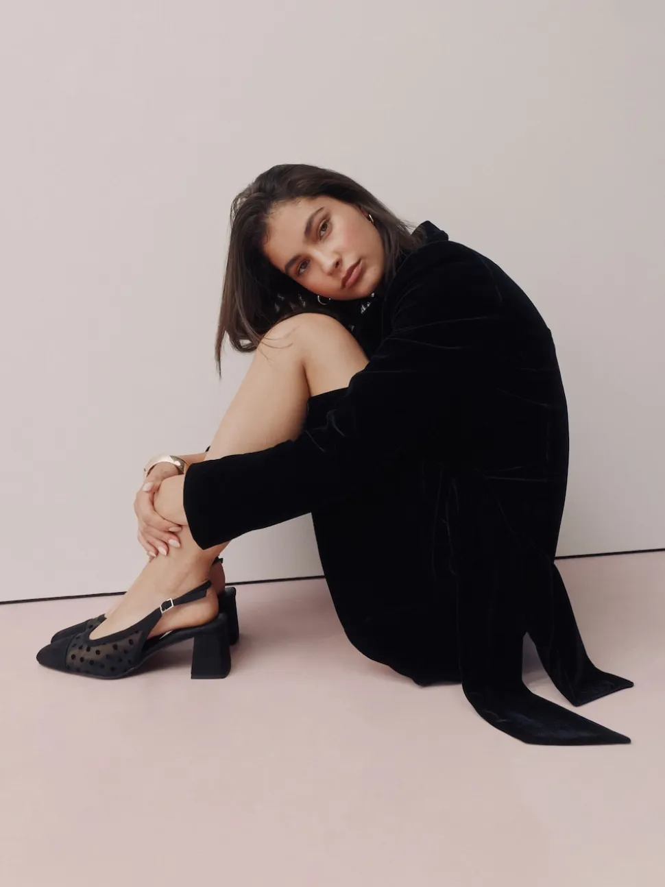 Black Polkadot Forever Comfort® Square Toe Slingback Block Heels