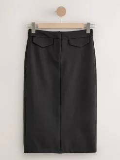 Black Ponte Pencil Skirt