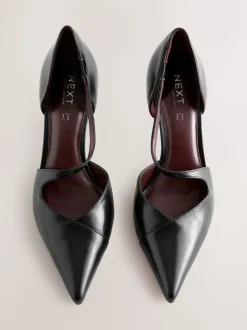 Black Premium Leather Asymmetric Court Heels