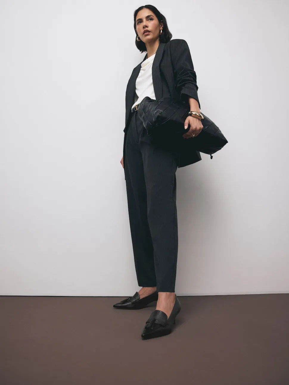 Black Premium Leather With Motionflex Point Toe Tassel Heels Loafers