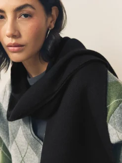 Black Premium Made in Italy Midweight Scarf with Containing Wool