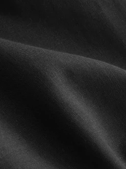 Black Pull On Tapered Trousers With Linen