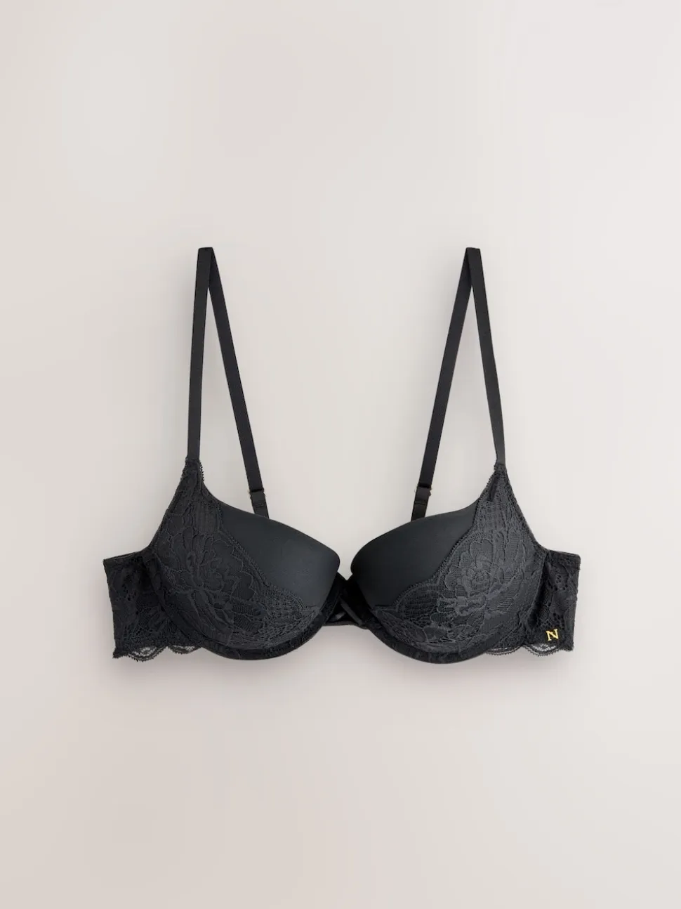 Black Push Up Pad Plunge A-D Wow Triple Boost Lace Multiway Bra