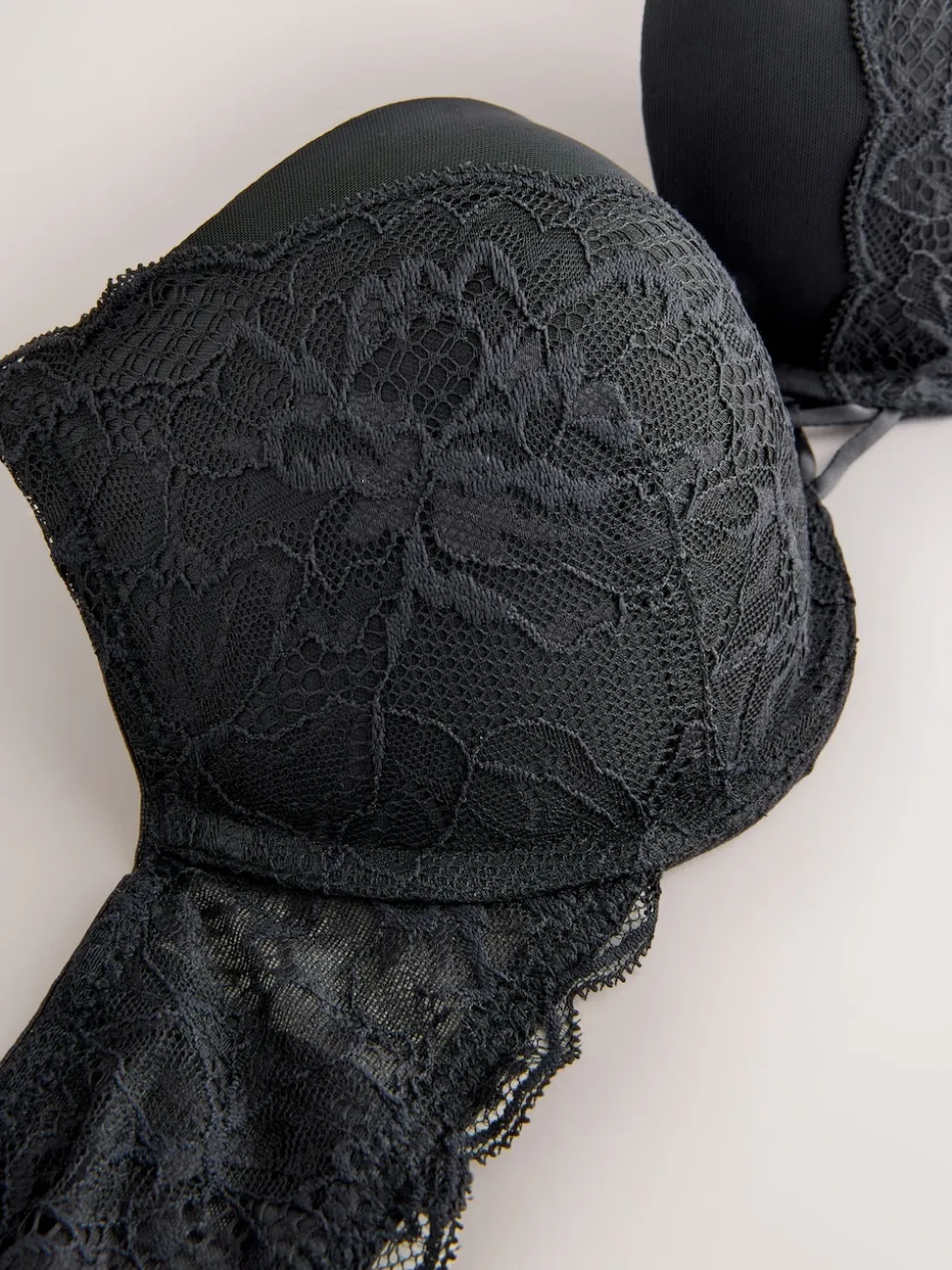 Black Push Up Pad Plunge A-D Wow Triple Boost Lace Multiway Bra