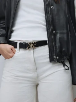 Black Regular Statement Buckle Leather Belt