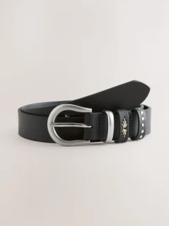 Black Regular Western Leather Belt