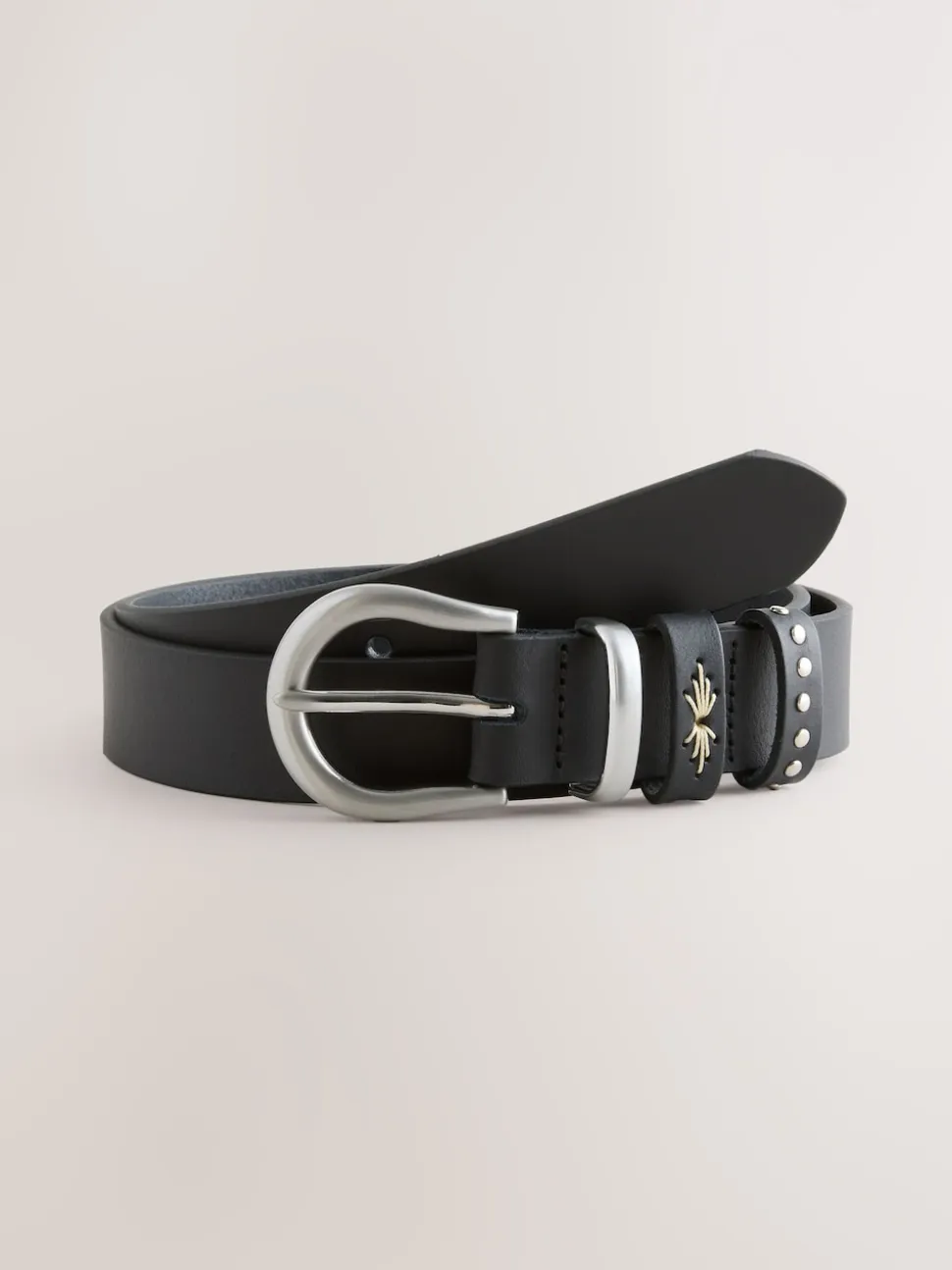 Black Regular Western Leather Belt