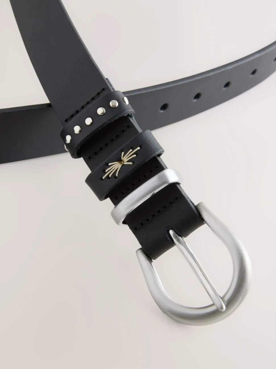 Black Regular Western Leather Belt