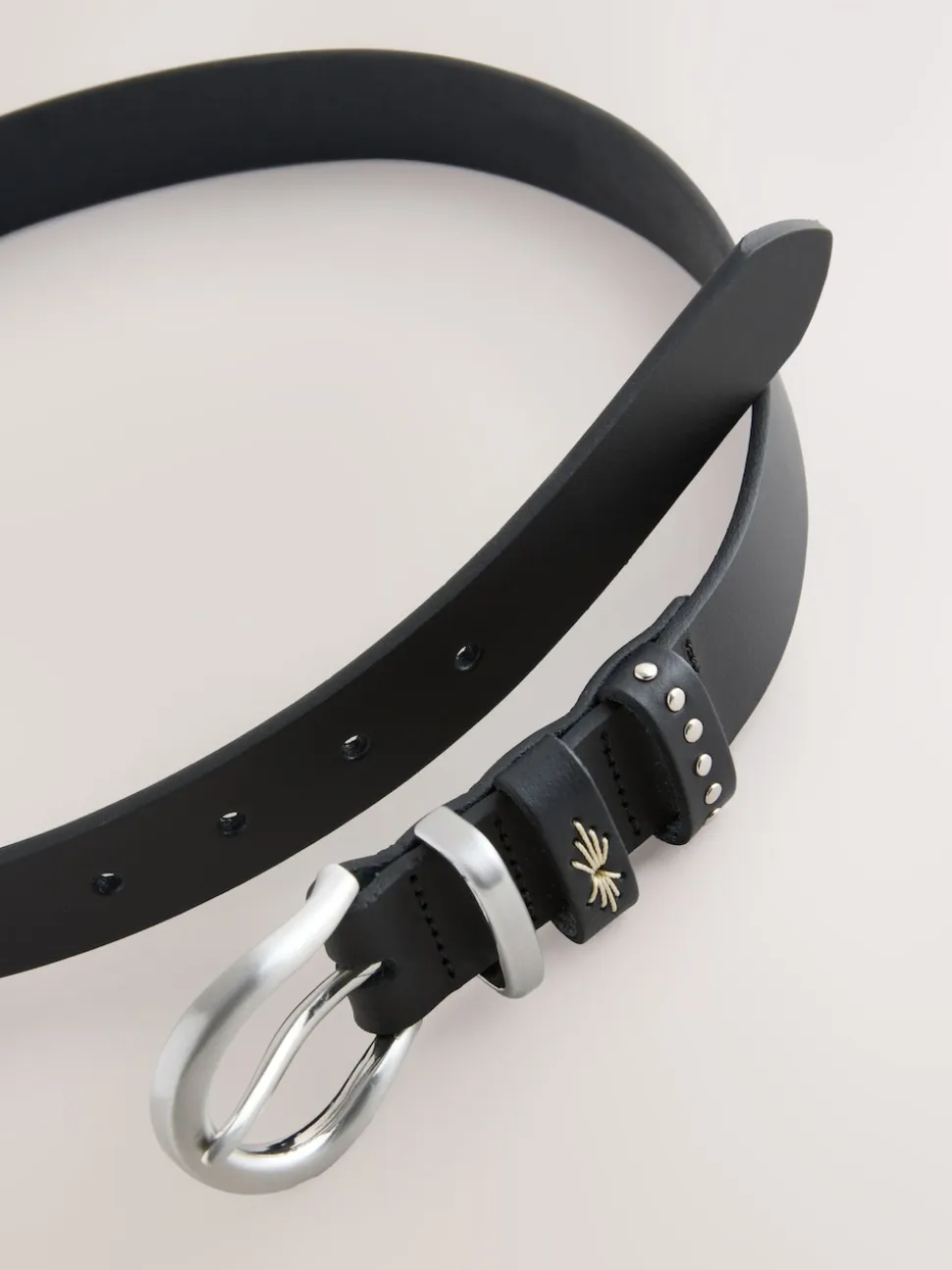 Black Regular Western Leather Belt