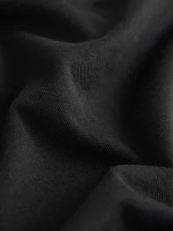 Black Relaxed Boxy Elbow Length Crew Neck T-Shirt