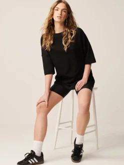 Black Relaxed Fit Heavyweight Longline T-Shirt