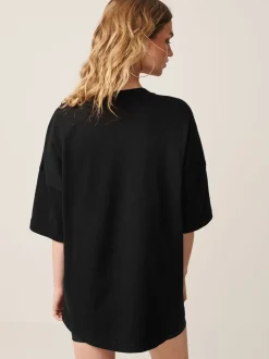 Black Relaxed Fit Heavyweight Longline T-Shirt