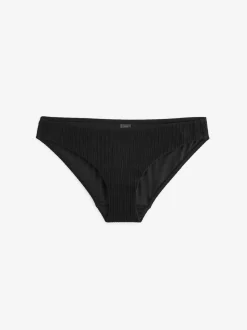 Black Rib High Leg Bikini Bottoms