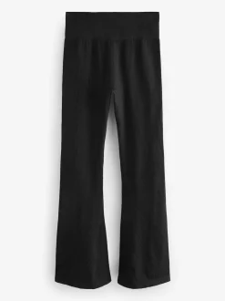 Black Ribbed Kickflare Leggings