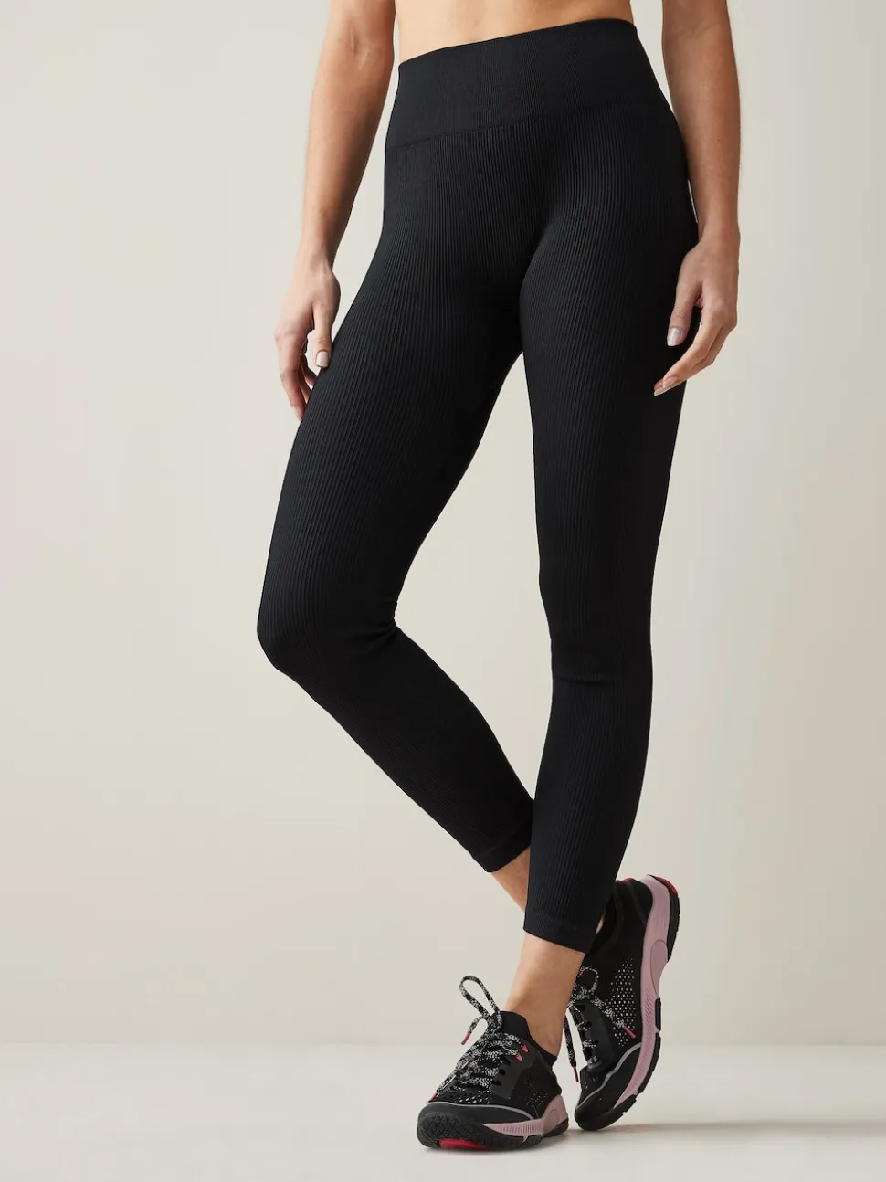 Black Ribbed Seamless High Waist Leggings