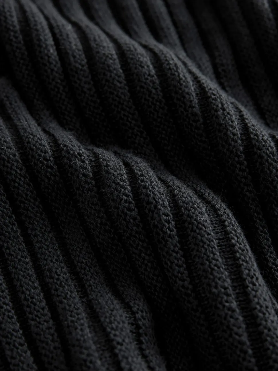 Black Ribbed V-Neck Knitted Jumper