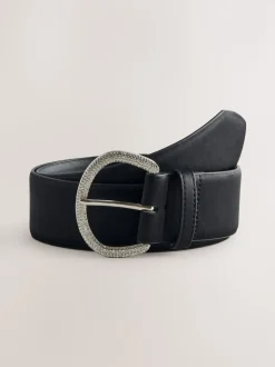 Black Satin Belt with Diamante Buckle