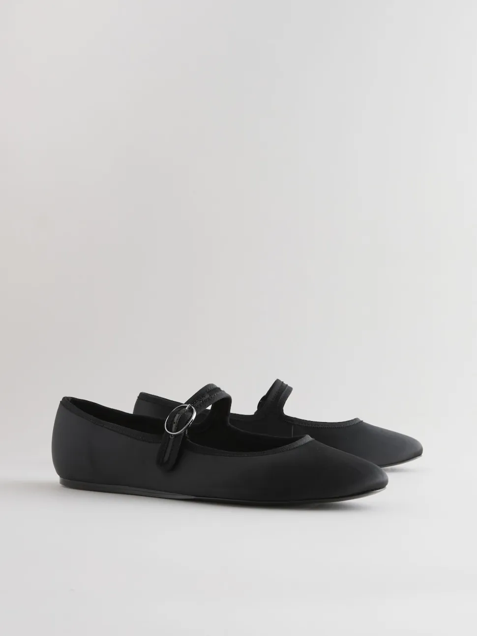 Black Satin Forever Comfort Round Toe Buckle Detail Mary Jane Shoes