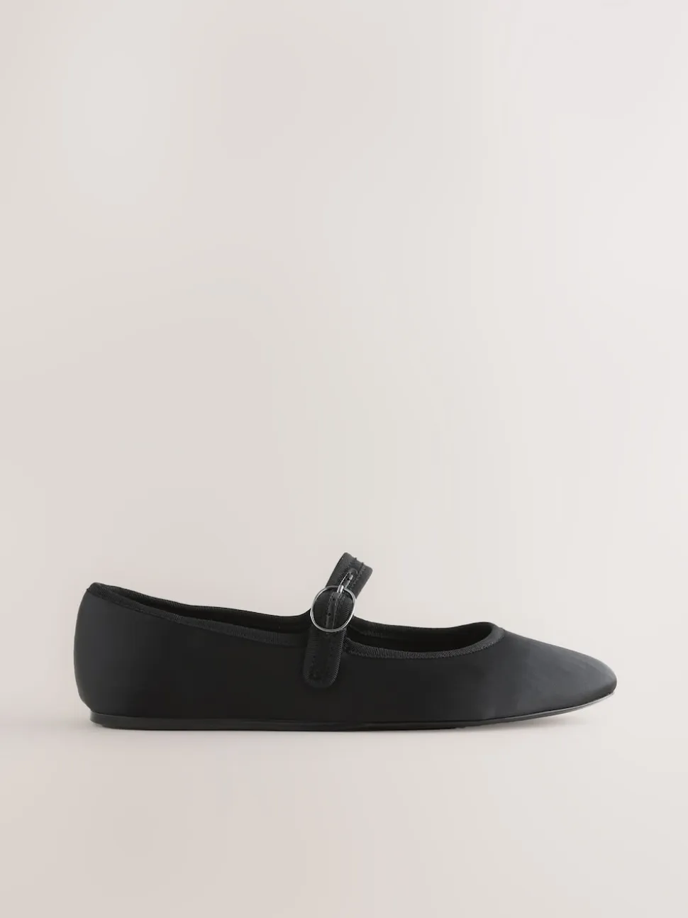 Black Satin Forever Comfort Round Toe Buckle Detail Mary Jane Shoes