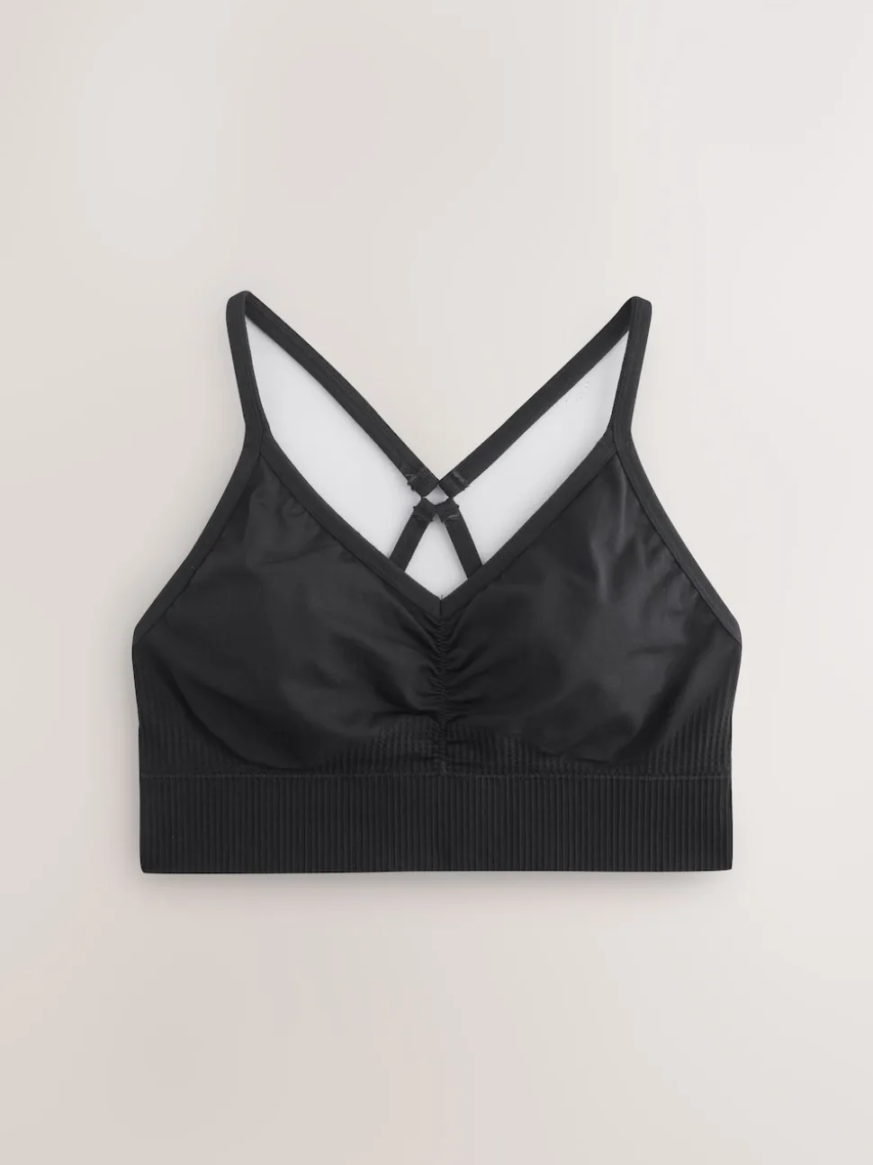 Black Seamless Strappy Sports Bra