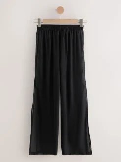 Black Sheer Beach Wide Leg Trousers