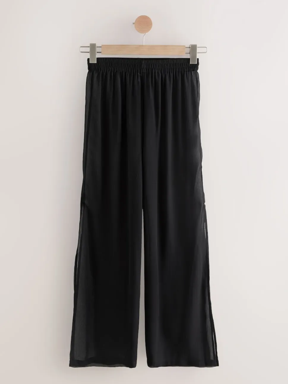 Black Sheer Beach Wide Leg Trousers