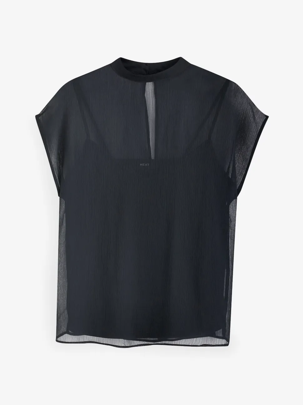 Black Sheer Layer Cap Sleeve Top