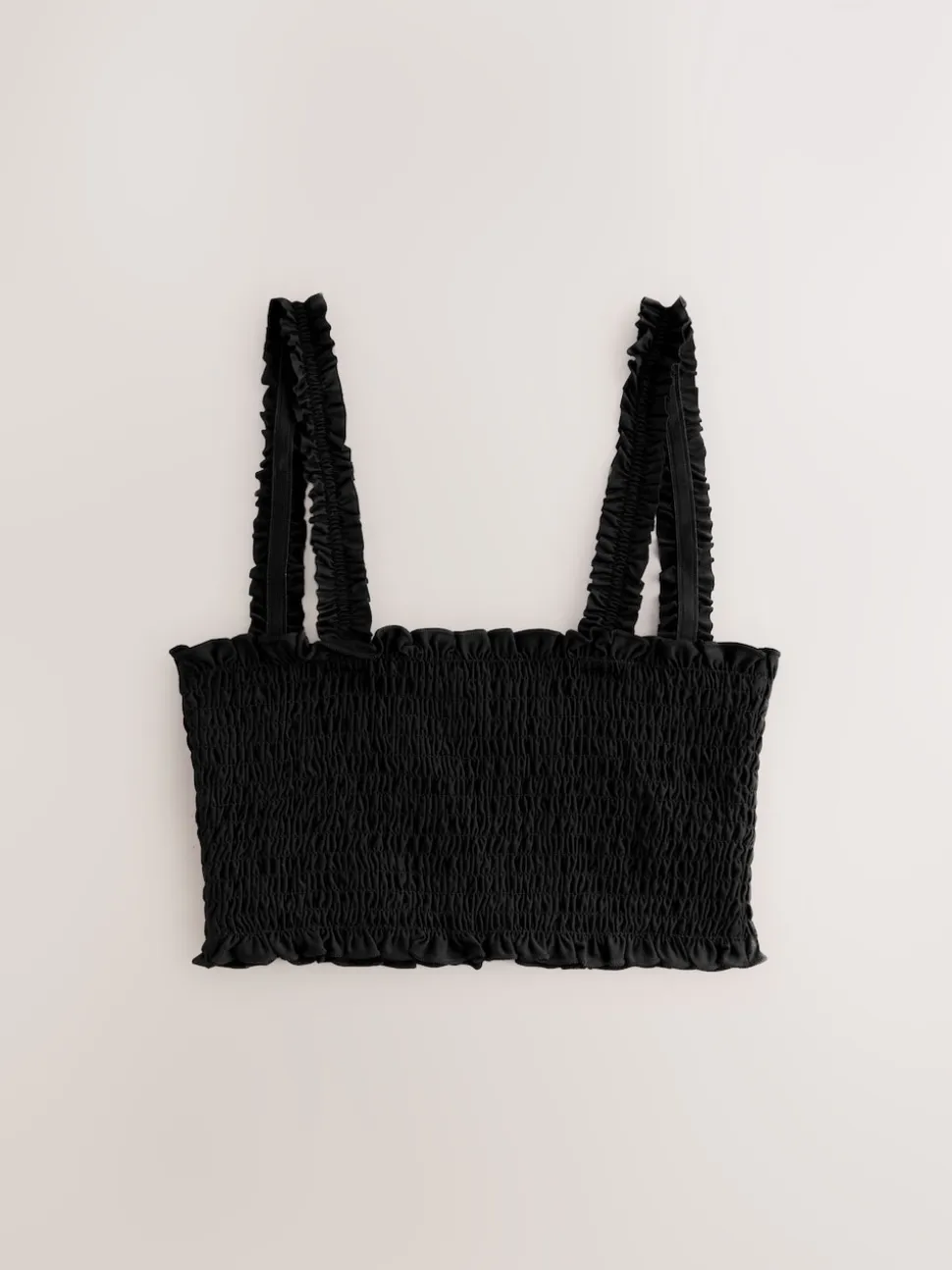 Black Shirred Bandeau Bikini Top