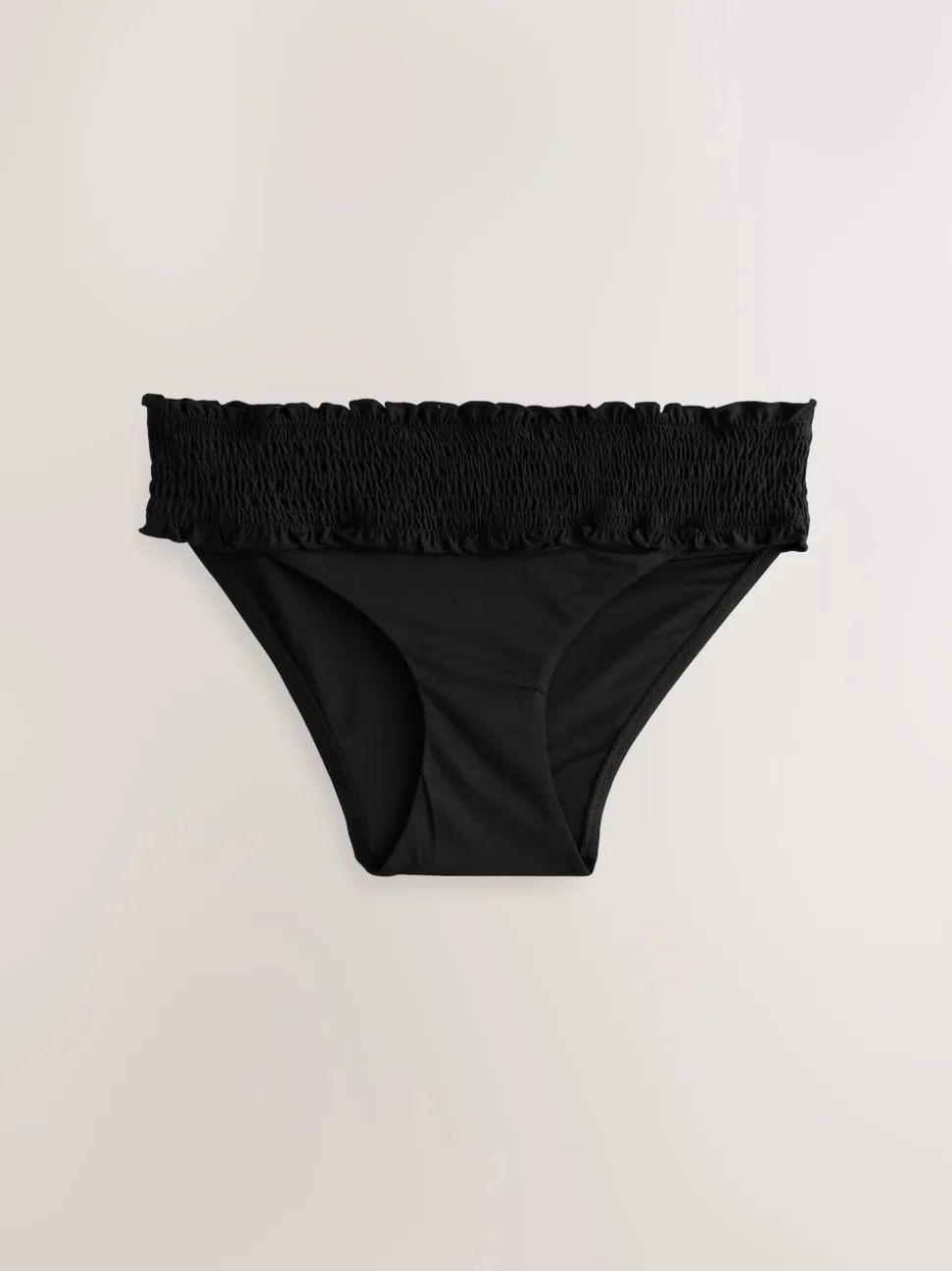 Black Shirred High Leg Bikini Bottoms