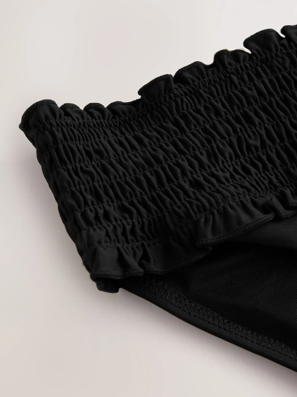 Black Shirred High Leg Bikini Bottoms