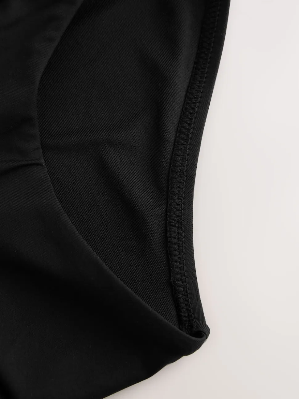 Black Shirred High Leg Bikini Bottoms