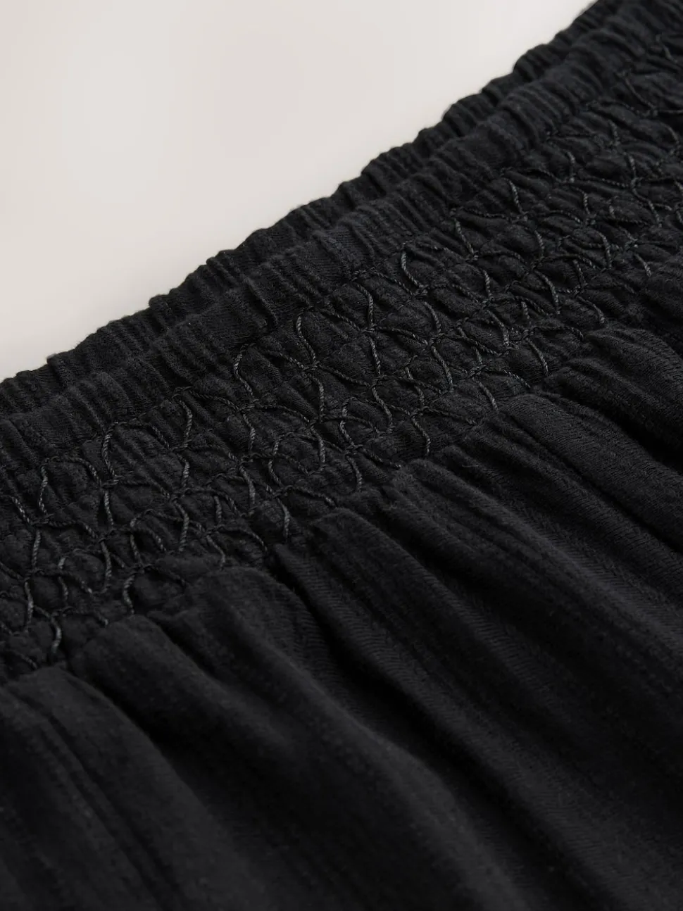 Black Shirred Jersey Shorts