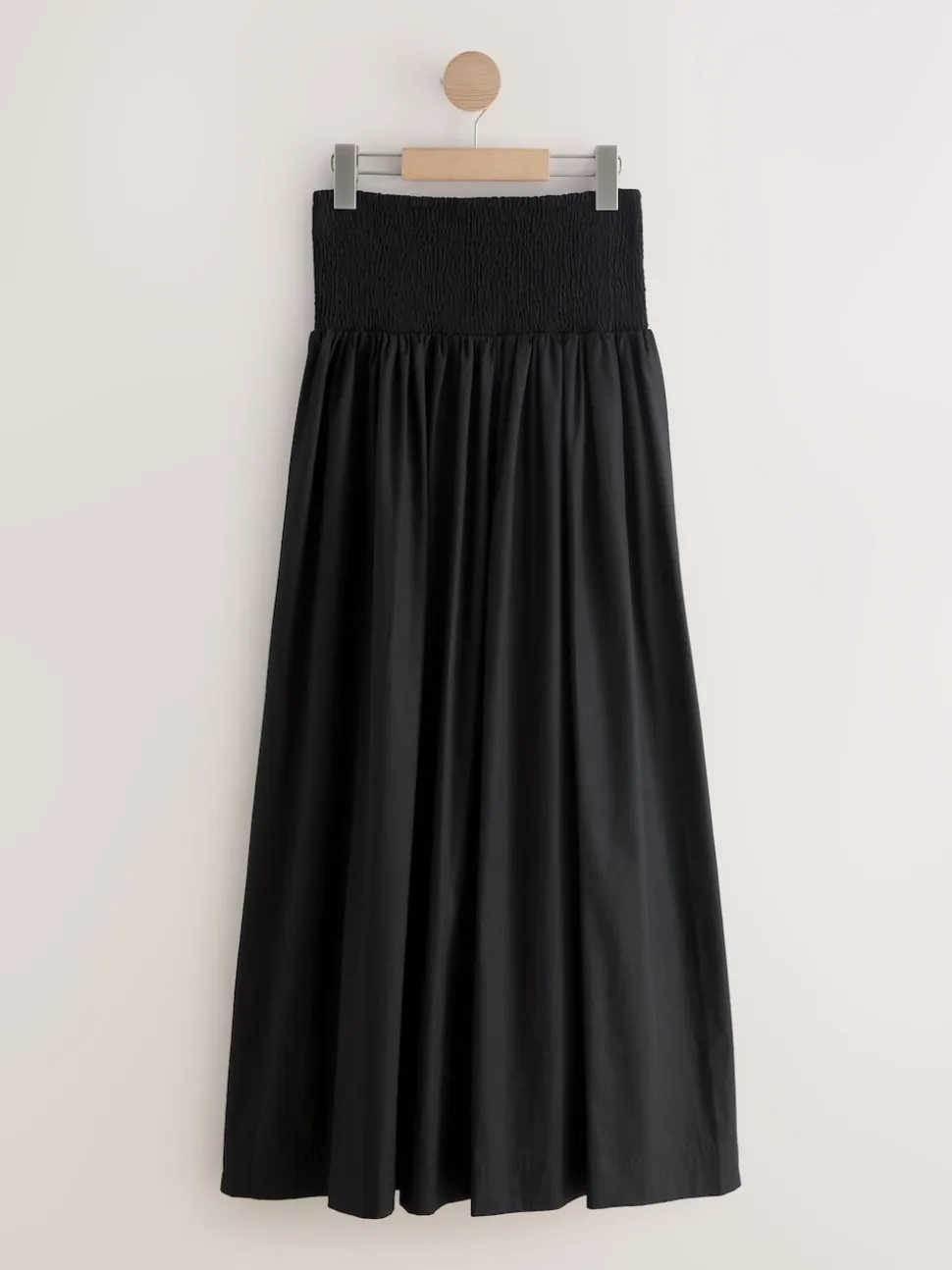 Black Shirred Maxi Skirt