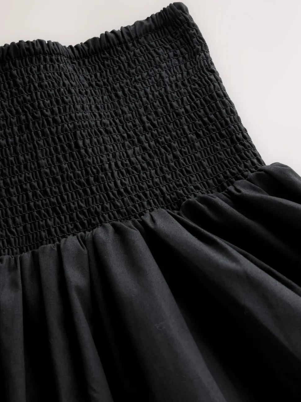 Black Shirred Maxi Skirt