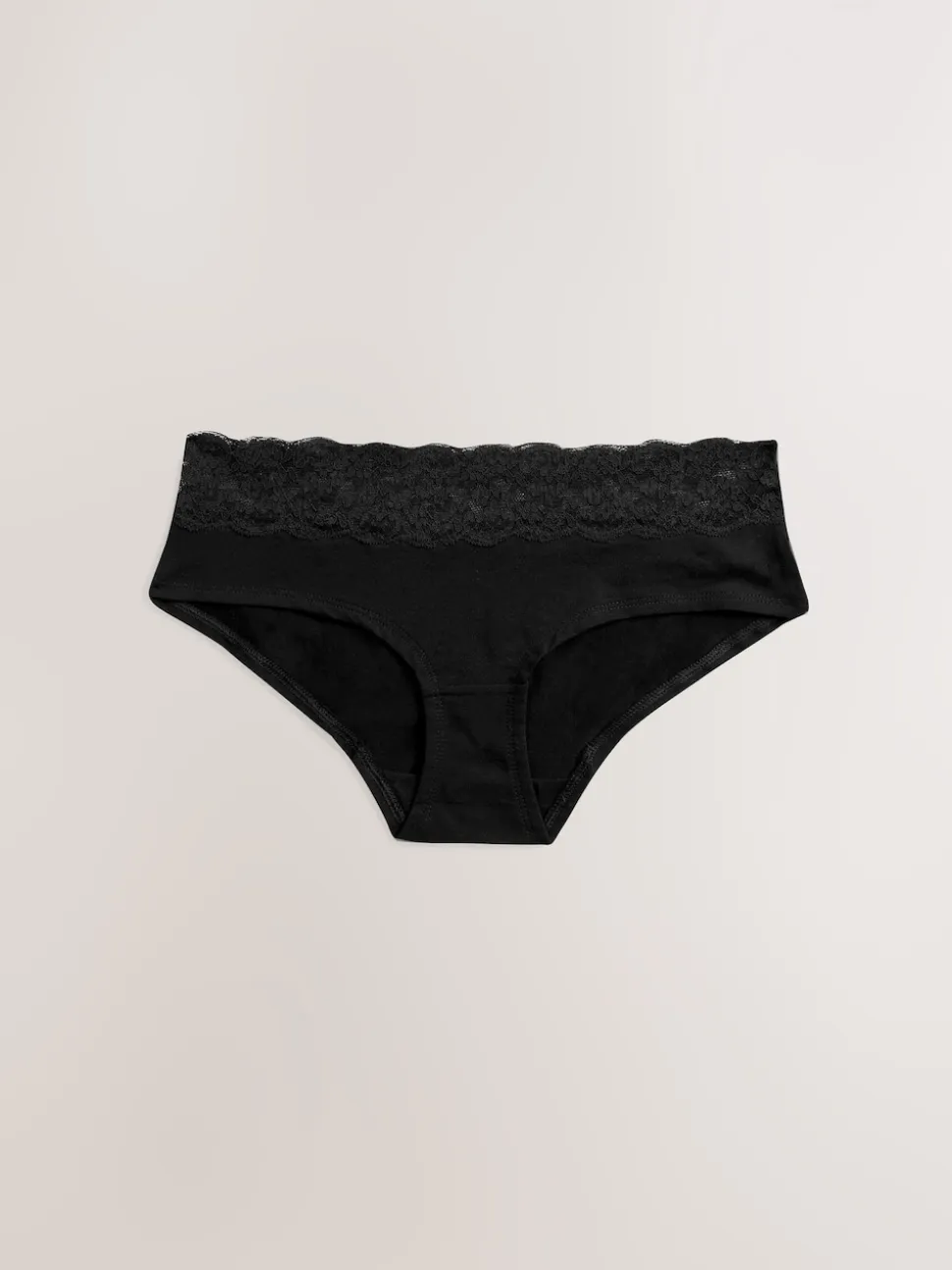 Black Short Cotton Lace Knickers 4 Pack