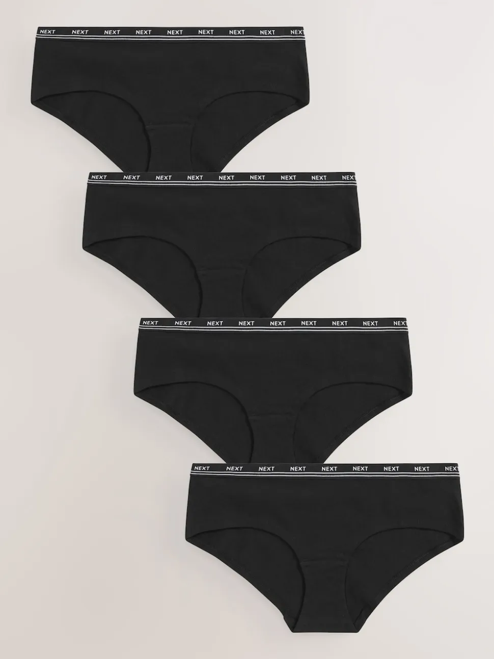 Black Short Cotton Logo Knickers 4 Pack
