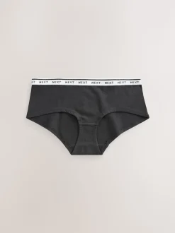 Black Short Cotton Logo Knickers 7 Pack