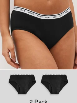 Black Short Heavy Flow Period Knickers 2 Pack