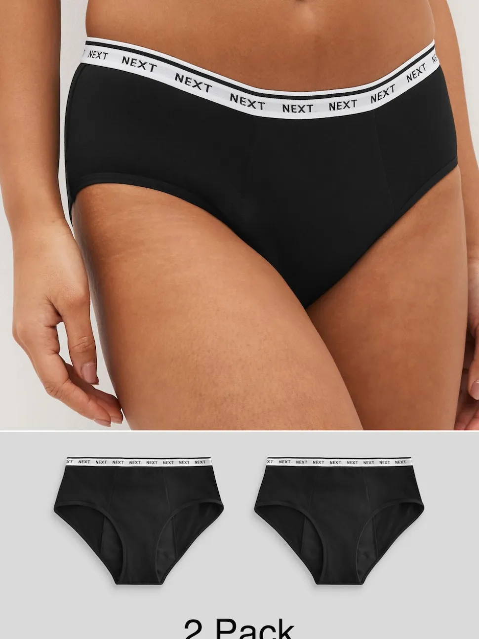 Black Short Heavy Flow Period Knickers 2 Pack