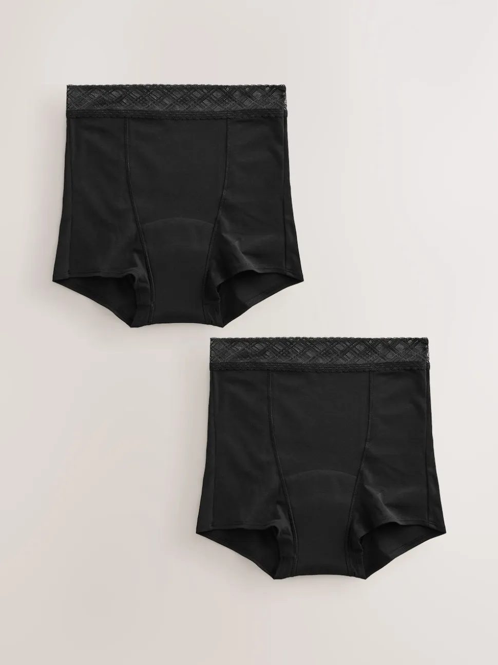 Black Short Medium Flow Period Knickers 2 Pack