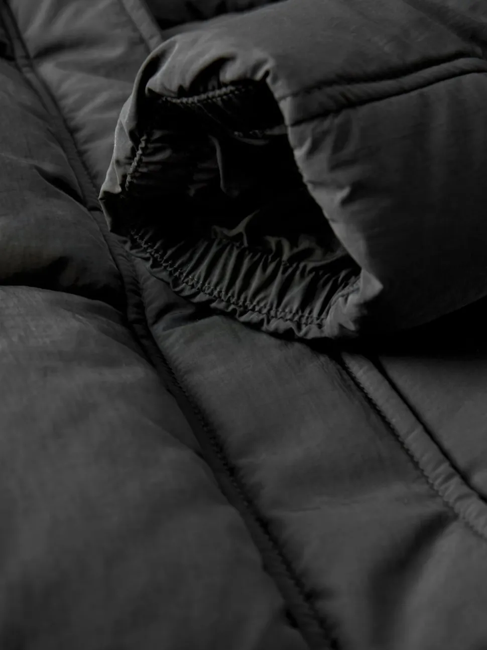 Black Shower Resistant Mid Length Padded Coat