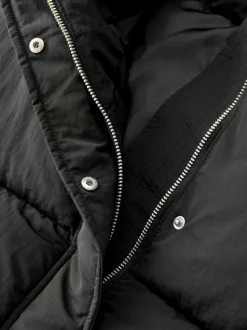 Black Shower Resistant Mid Length Padded Coat