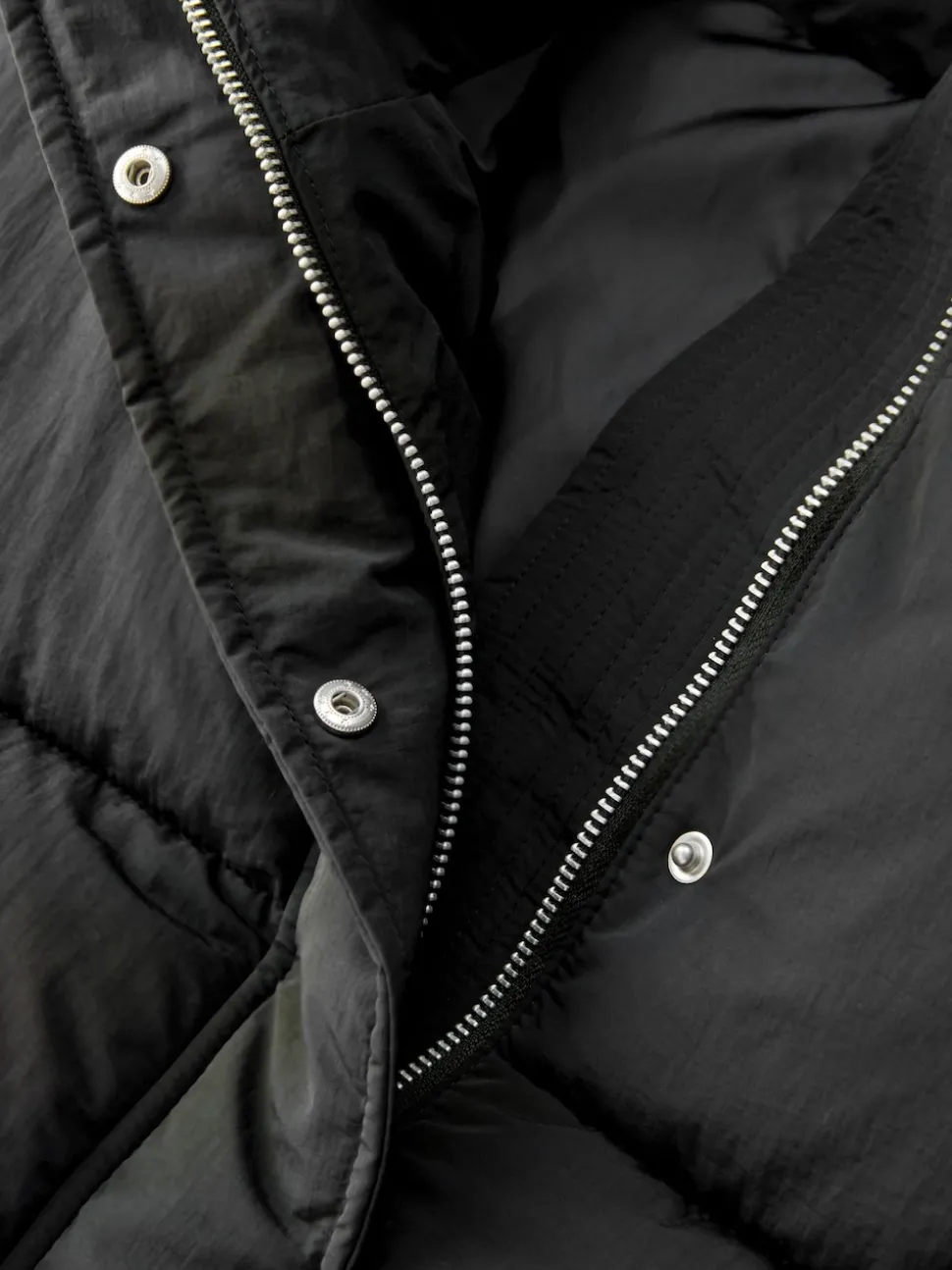 Black Shower Resistant Mid Length Padded Coat