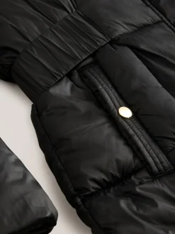 Black Shower Resistant Padded Longline Coat