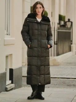 Black Shower Resistant Padded Longline Coat