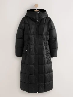 Black Shower Resistant Padded Longline Coat