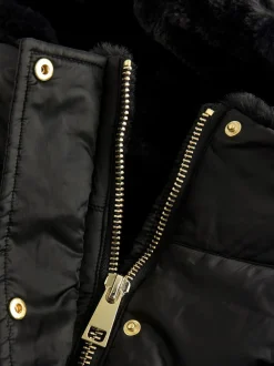 Black Shower Resistant Padded Longline Coat