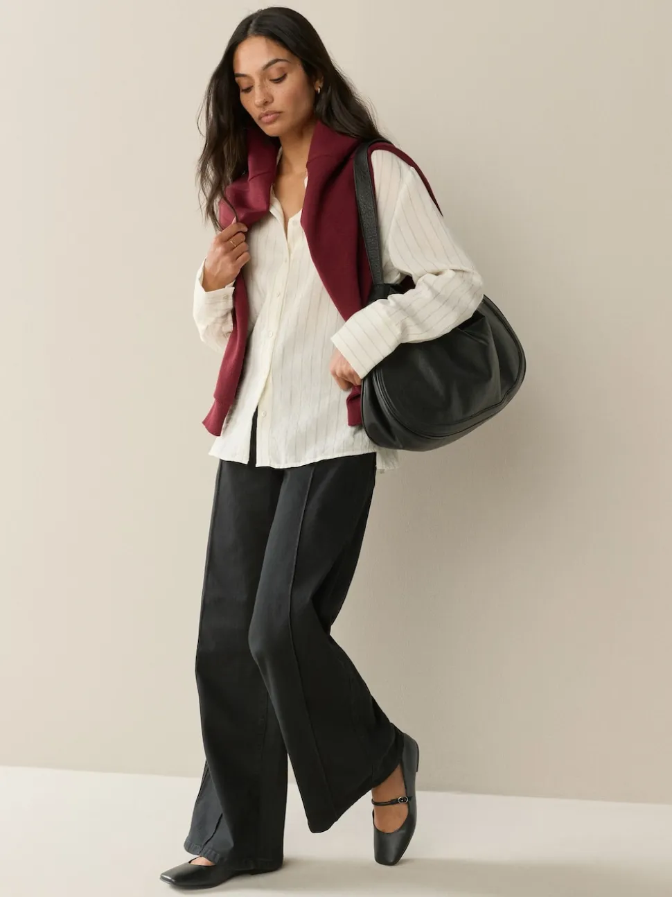 Black Slim Lift and Shape Wide Leg Jeans